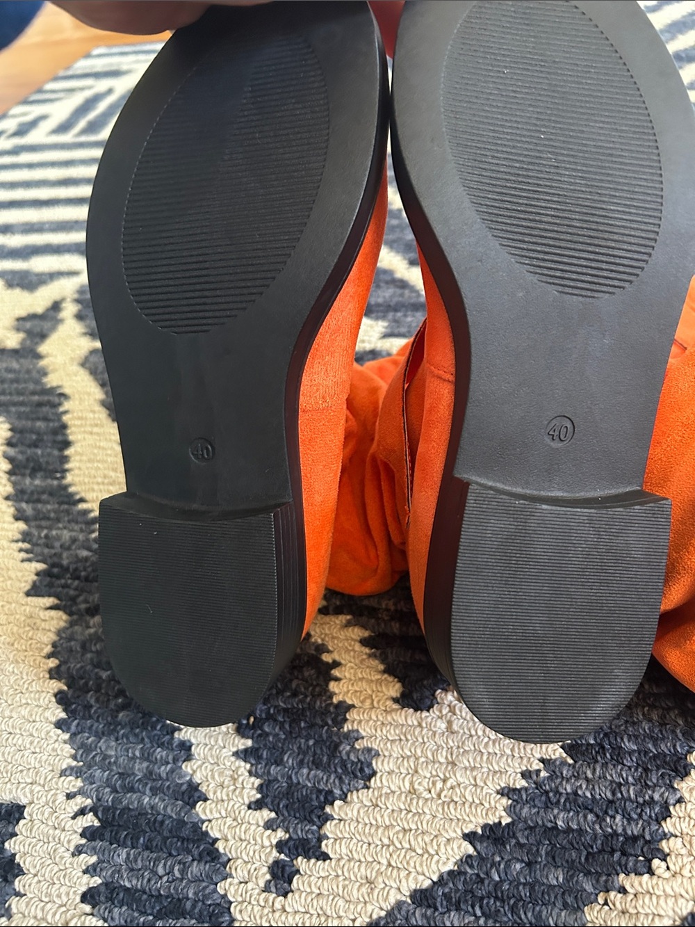 Women's Orange Suede Knee-High Boots - Picture 3 of 3